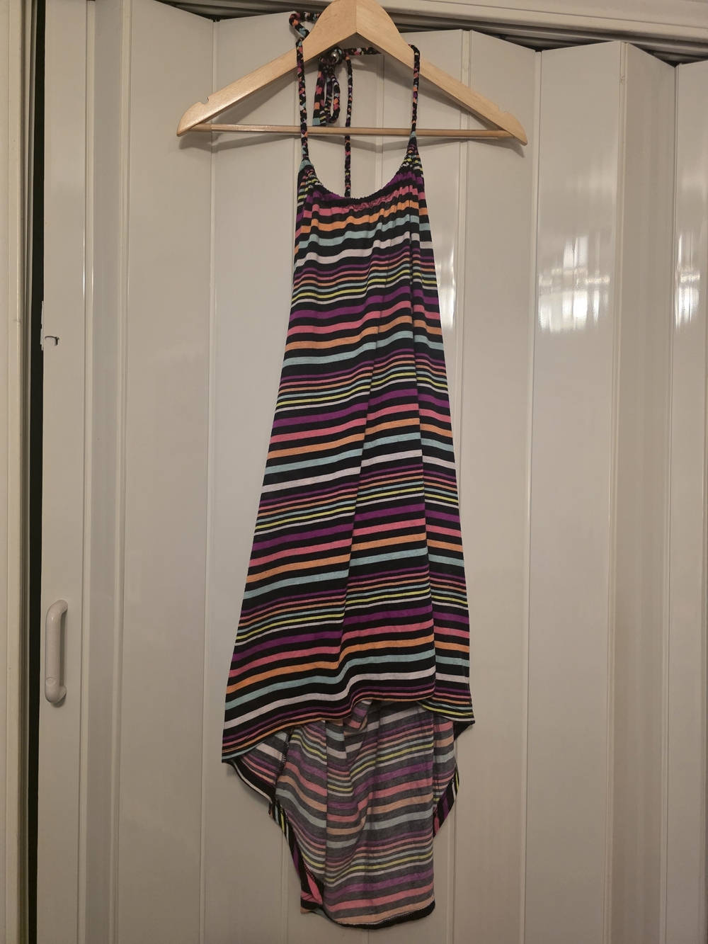 Op Striped Multicolor Halter Coverup Dress